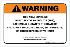 Warning: Prop 65 Butyl benzyl phthalate (BBP) - Label