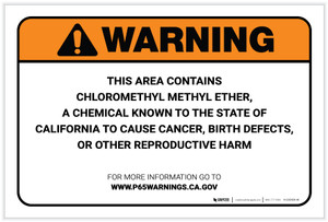 Warning: Prop 65 Chloromethyl methyl ether - Label