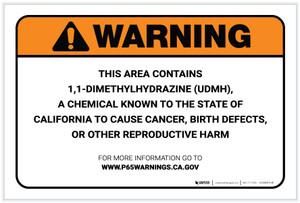 Warning: Prop 65 1,1 Dimethylhydrazine (UDMH) - Label