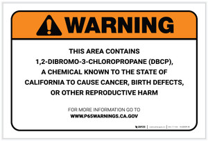 Warning: Prop 65 1,2 Dibromo-3-Chloropropane (DBCP) - Label
