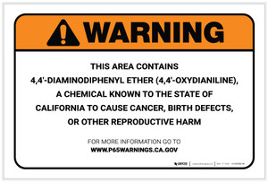Warning: Prop 65 4,4 Diaminodiphenyl ether (4,4-Oxydianiline) - Label