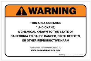 Warning: Prop 65 1,4 Dioxane - Label