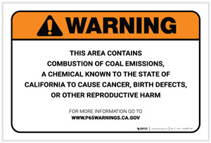 Warning: Prop 65 Combustion of Coal Emissions - Label
