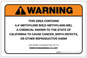 Warning: Prop 65 4,4' Methylene Bis(2-Methylaniline) - Label