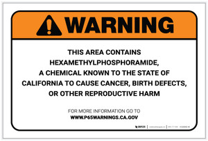 Warning: Prop 65 Hexamethylphosphoramide - Label
