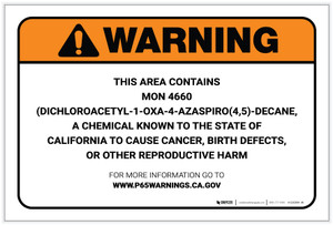 Warning: Prop 65 MON 4660 - Label
