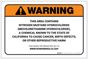 Warning: Prop 65 Nitrogen Mustard Hydrochloride (Mechlorethamine Hydrochloride) - Label