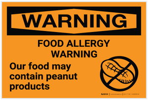 Warning: Food Allergy Warning - Food May Contain Peanut Products Landscape - Label