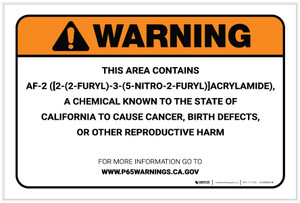 Warning: Prop 65‚Äö√Ñ‚Ä† AF-2 ([2-(2-furyl)-3-(5-nitro-2-furyl)]acrylamide) - Label