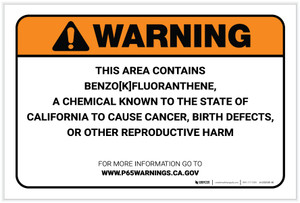 Warning: Prop 65 Benzo [K] fluoranthene - Label