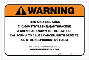 Warning: Prop 65 7,12 Dimethylbenz [A] Anthracene - Label