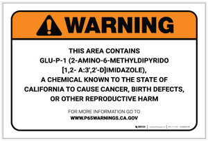 Warning: Prop 65 Glu-P-1(2-Amino-6-Methyldipyrido[1,2- A:3',2'-D]Imidazole) - Label