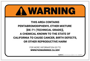 Warning: Prop 65 Pentabromodiphenyl Ether Mixture [DE-71 (Technical Grade)] - Label