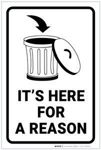 Its Here For Reason with Garbage Icon Portrait - Label