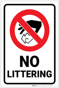 No Littering with Icon Portrait - Label