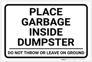 Place Garbage Inside Dumpster Landscape - Label
