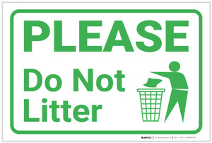 Please Do Not Litter with Icon Landscape - Label