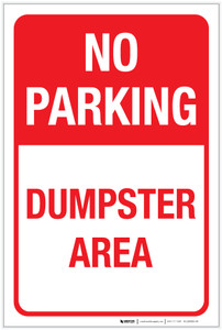 No Parking Dumpster Area Portrait - Label