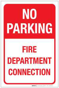 No Parking Fire Department Connection Portrait - Label