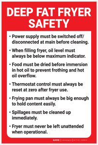 Deep Fat Fryer Safety Guidelines Portrait - Label