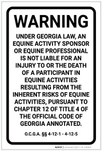 Georgia Equine Liability GA - Label