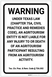 Texas Equine Liability TX - Label
