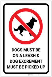 Dogs Must be On a Leash/Dog Excrement Must be Picked Up with Icon Portrait - Label