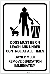 Dogs Must Be On Leash And Under Control with Icon Portrait - Label