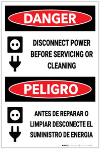 Danger: Disconnect Power Before Servicing Bilingual Spanish - Label Danger: Disconnect Power Before Servicing Bilingual Spanish - Label