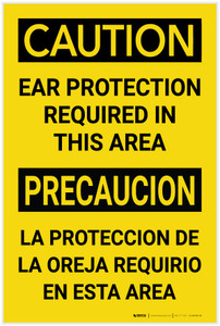 Caution: Ear Protection Required in This Area Bilingual Spanis - Label