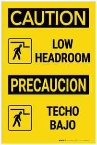 Caution: Low Headroom with Icon Bilingual Spanish - Label