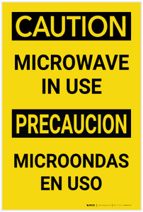 Caution: Microwave in Use Bilingual Spanish - Label