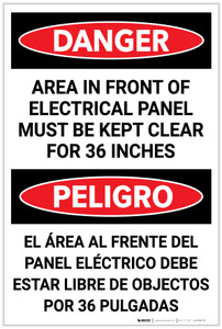 Danger: Panel Must be Kept Clear Bilingual Spanish - Label
