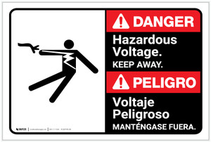 Danger: Hazardous Voltage Keep Away Bilingual Spanish - Label Danger: Hazardous Voltage Keep Away Bilingual Spanish - Label