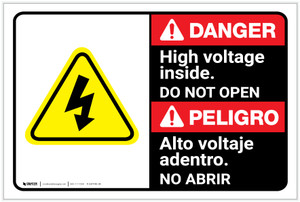 Danger: High Voltage Inside - Do Not Open ANSI - Label