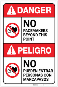 Danger: No Pacemakers Beyond This Point Bilingual Spanish - Label