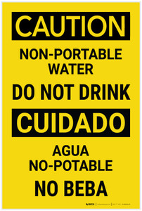 Caution: Non Portable Water Do Not Drink Bilingual Spanish - Label