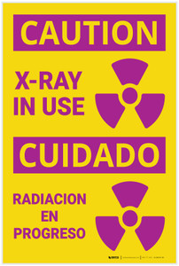 Caution: Xray in Use with Graphic Bilingual Spanish - Label