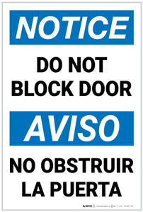 Notice: Do Not Block Door Bilingual Spanish - Label