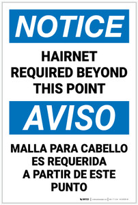 Notice: Hairnet Required Beyond This Point Bilingual Spanish - Label