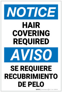 Notice: Ppe Hair Covering Required Bilingual Spanish - Label