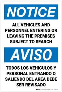 Notice: Premises Search Bilingual Spanish - Label