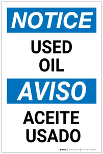 Notice: Used Oil Bilingual Spanish - Label