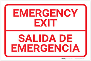 Emergency Exit Bilingual Spanish - Label