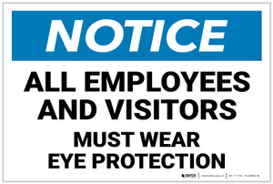 Notice: All Employees and Visitors Must Wear Eye Protection - Label