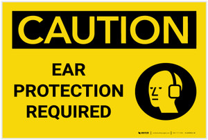 Caution: PPE Ear Protection Required with Graphic - Label