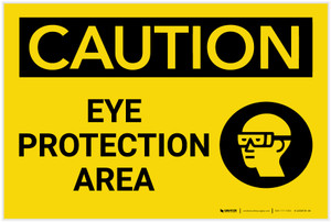 Caution: PPE Eye Protection Area with Graphic - Label