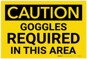 Caution: PPE Goggles Required in This Area - Label