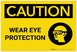 Caution: PPE Wear Eye Protection With Graphic - Label