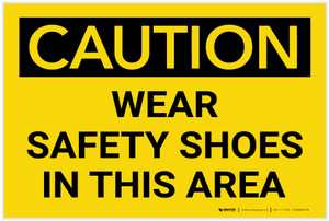 Caution: PPE Wear Safety Shoes in This Area - Label
